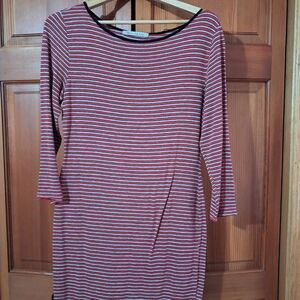 Striped Red and White Long Sleeve Dress